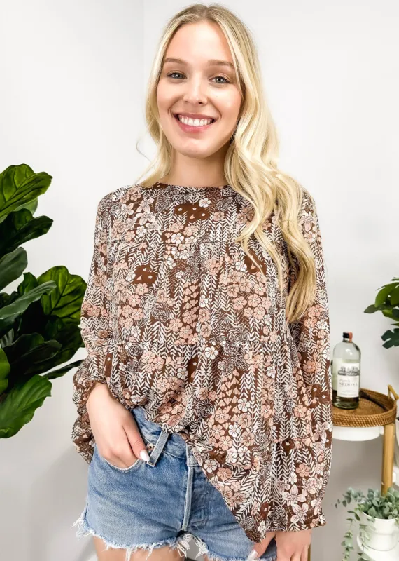 Round Neck Printed Tiered Blouse sold by Anna-Kaci