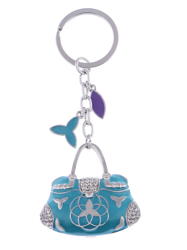Enamel Sky Blue Ladies Designer Handbag Keychain sold by Anna-Kaci