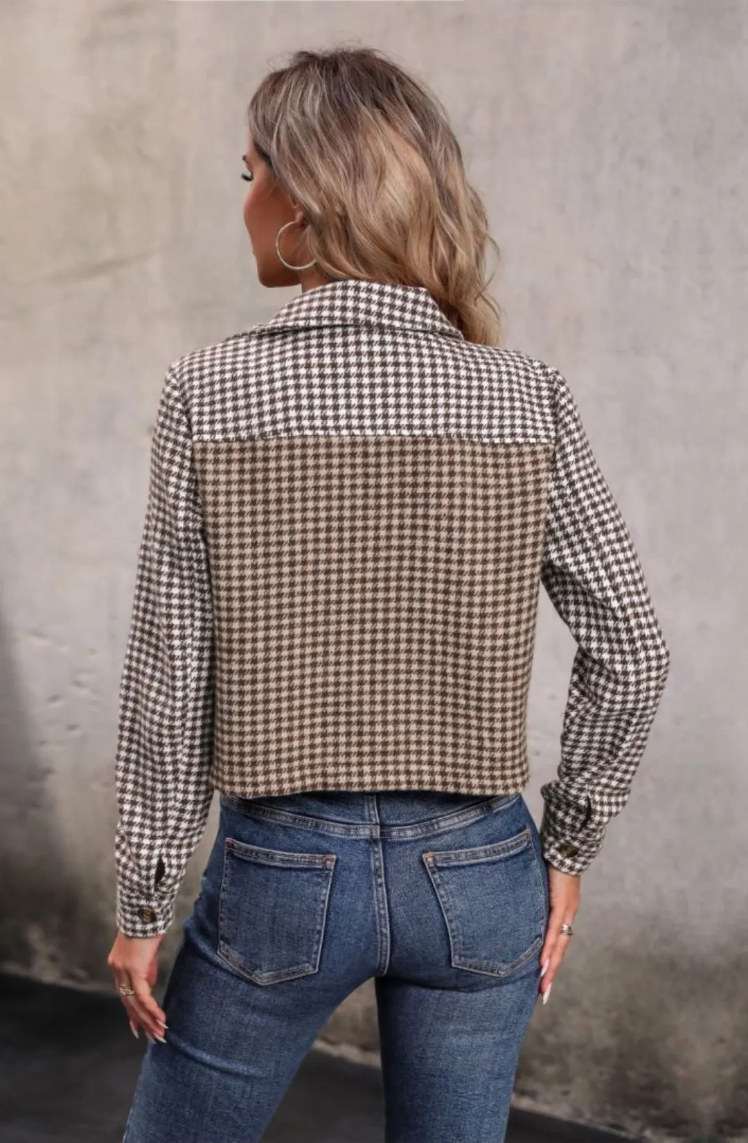 Two Tone Houndstooth Pattern Jacket sold by Anna-Kaci product image thumbnail 2