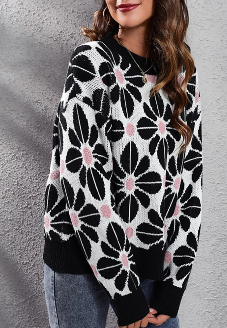 Geometric Floral Print Sweater sold by Anna-Kaci product image thumbnail 4