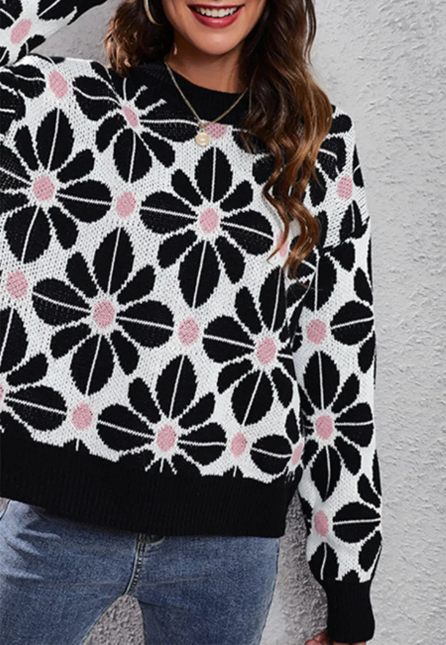 Geometric Floral Print Sweater sold by Anna-Kaci product image thumbnail 5