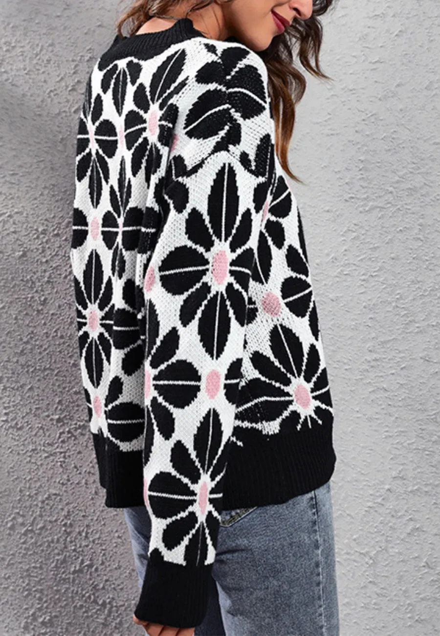 Geometric Floral Print Sweater sold by Anna-Kaci product image thumbnail 2