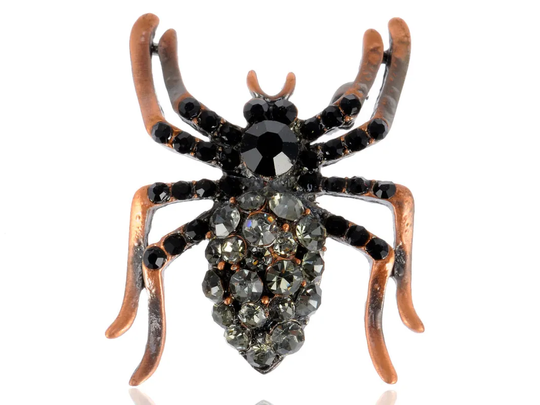 Jet Black Spider Insect Bug Pin Brooch sold by Anna-Kaci