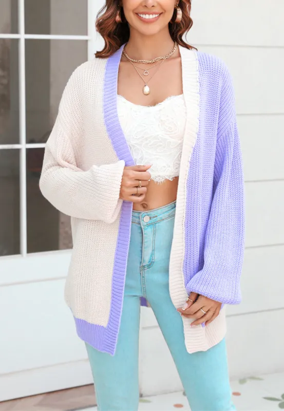 Asymmetrical Vibrant Color Block Cardigan Sweater sold by Anna-Kaci