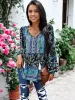 V-Neck Paisley Boho Printed Long Sleeve V-Neck Top sold by Anna-Kaci
