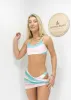 Halter String Triangle Cheeky Bikini Set & Ruched Drawstring Mesh Skirt - Light Blue sold by Anna-Kaci