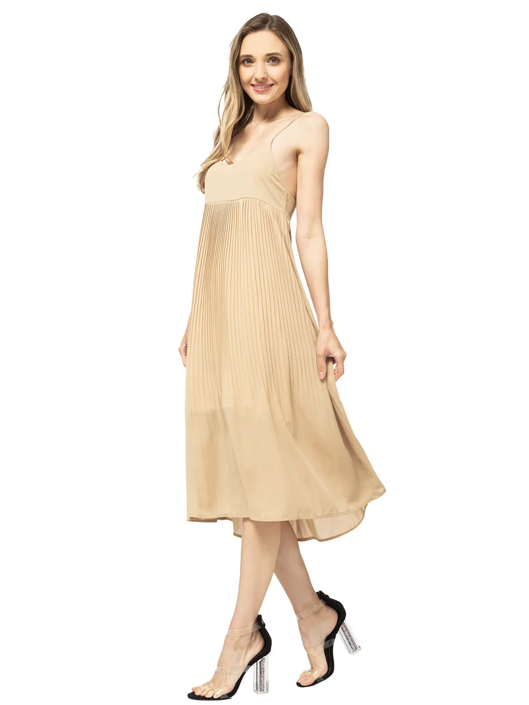 Spaghetti Strap Pleated Midi Dress sold by Anna-Kaci product image thumbnail 3