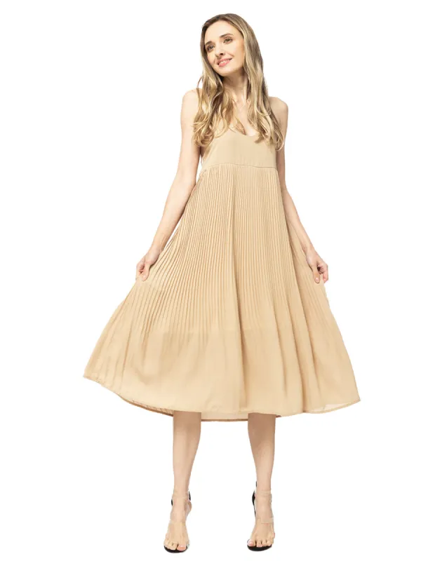 Spaghetti Strap Pleated Midi Dress sold by Anna-Kaci