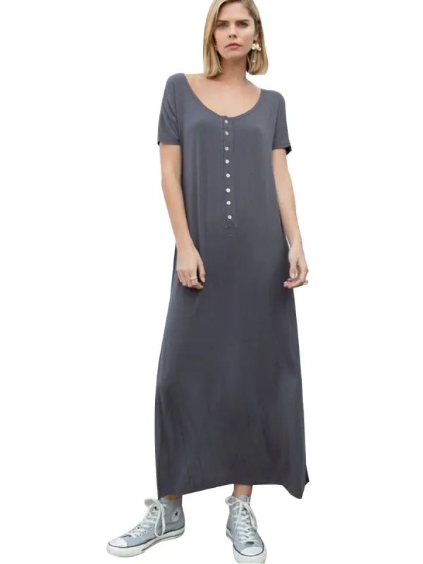 Long Short Sleeve Button-Down Maxi Dress sold by Anna-Kaci