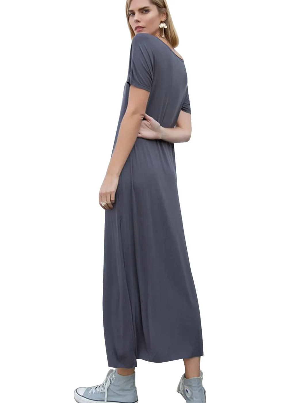 Long Short Sleeve Button-Down Maxi Dress sold by Anna-Kaci product image thumbnail 2