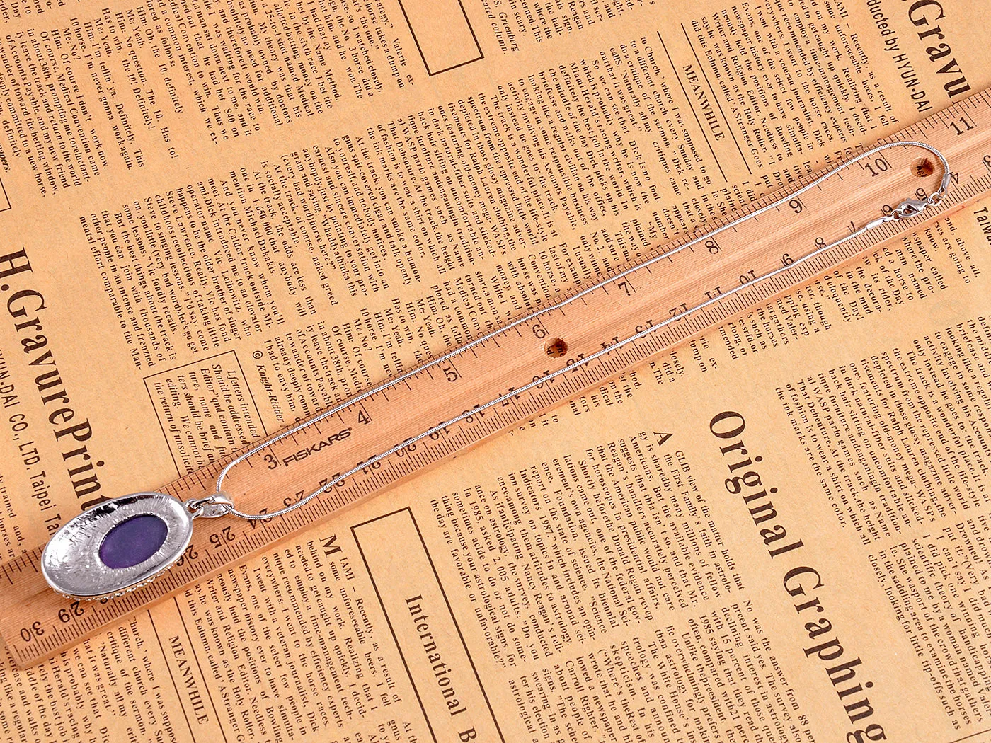 Swarovski Crystal Oval Shaped Turquoise Pendant Embedded Necklace sold by Anna-Kaci product image thumbnail 3