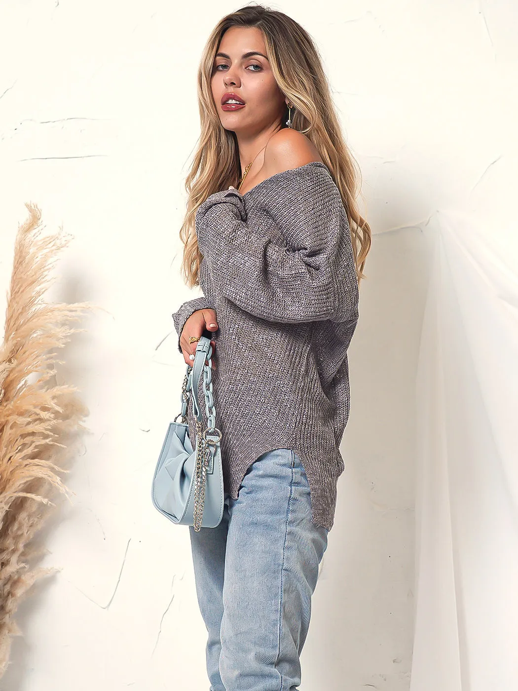 Deep U Neck Knitted Long Sleeve sold by Anna-Kaci product image thumbnail 4
