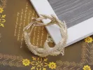 Gold Textured Starfish Stretch Bangle Cuff Statement Bracelet sold by Anna-Kaci