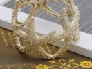 Gold Textured Starfish Stretch Bangle Cuff Statement Bracelet sold by Anna-Kaci