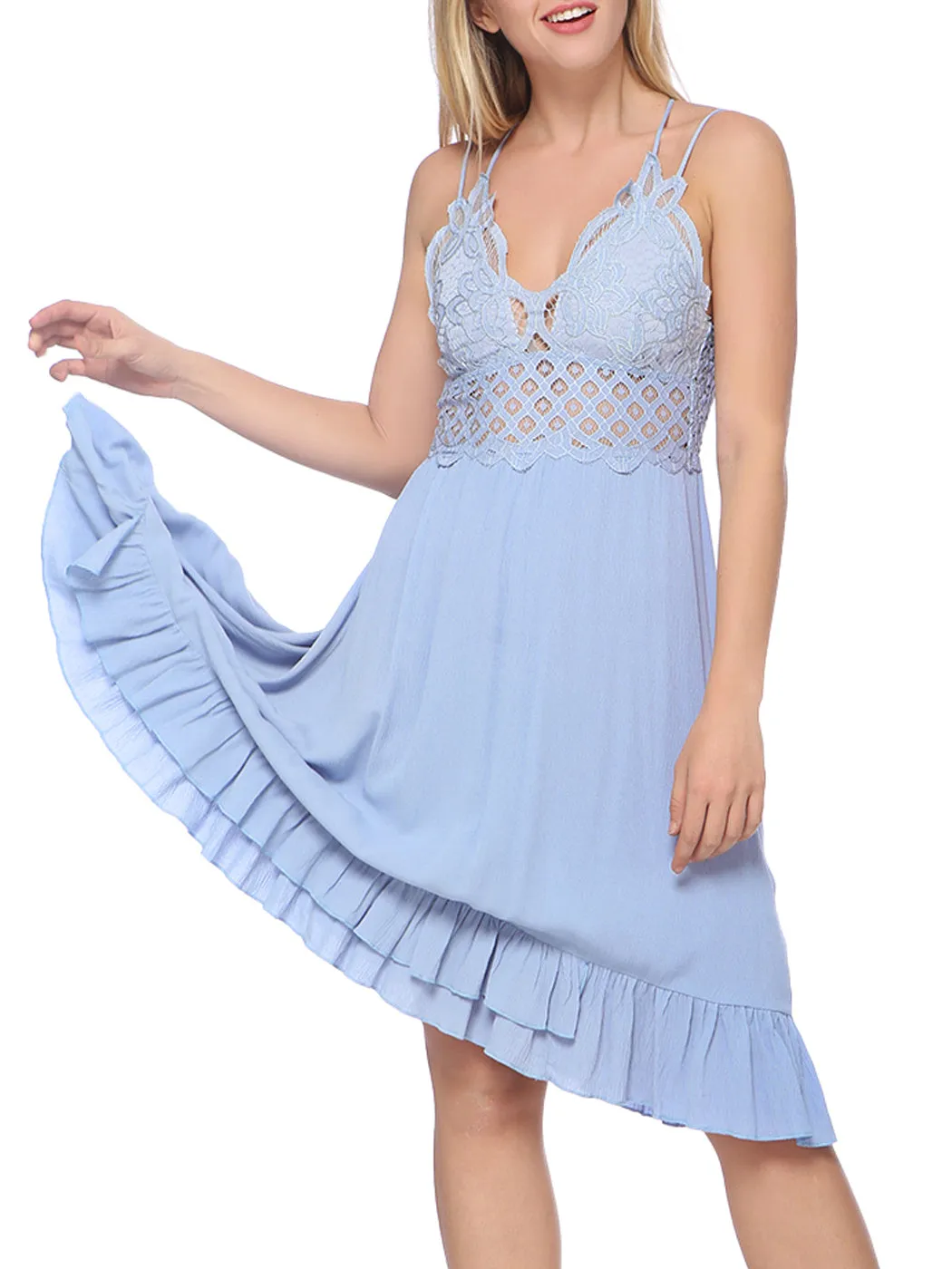 Lace Ruffle Slip Dress sold by Anna-Kaci product image thumbnail 3