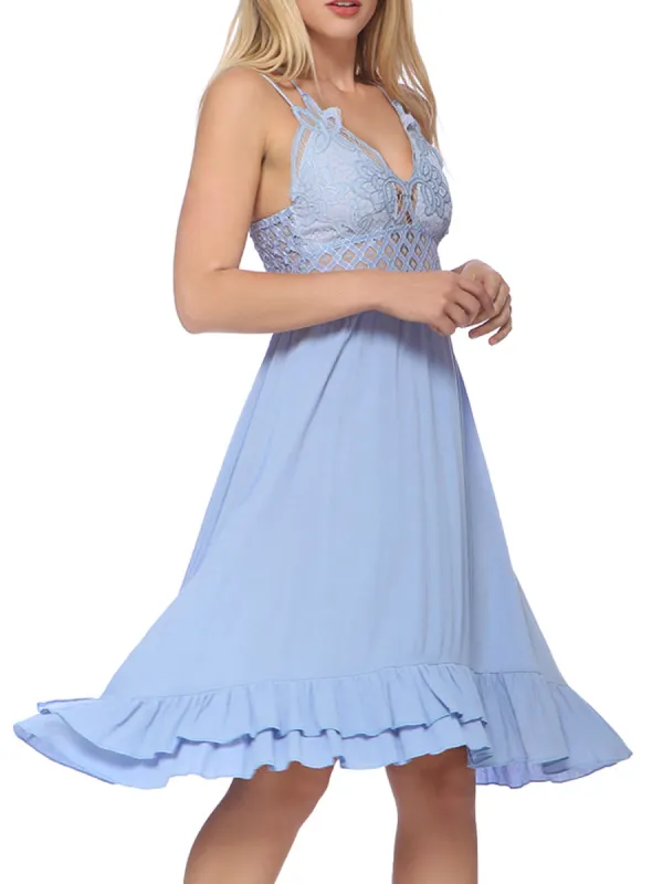 Lace Ruffle Slip Dress sold by Anna-Kaci