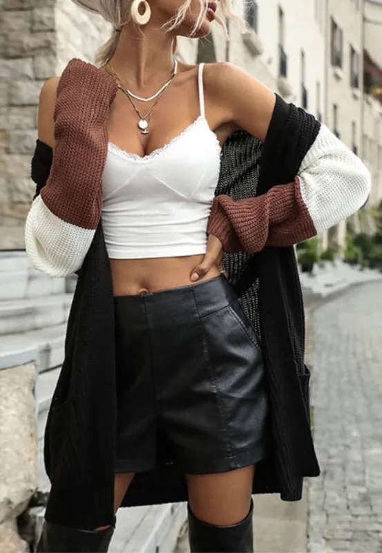 Triple Tone Chunky Knit Cardigan sold by Anna-Kaci