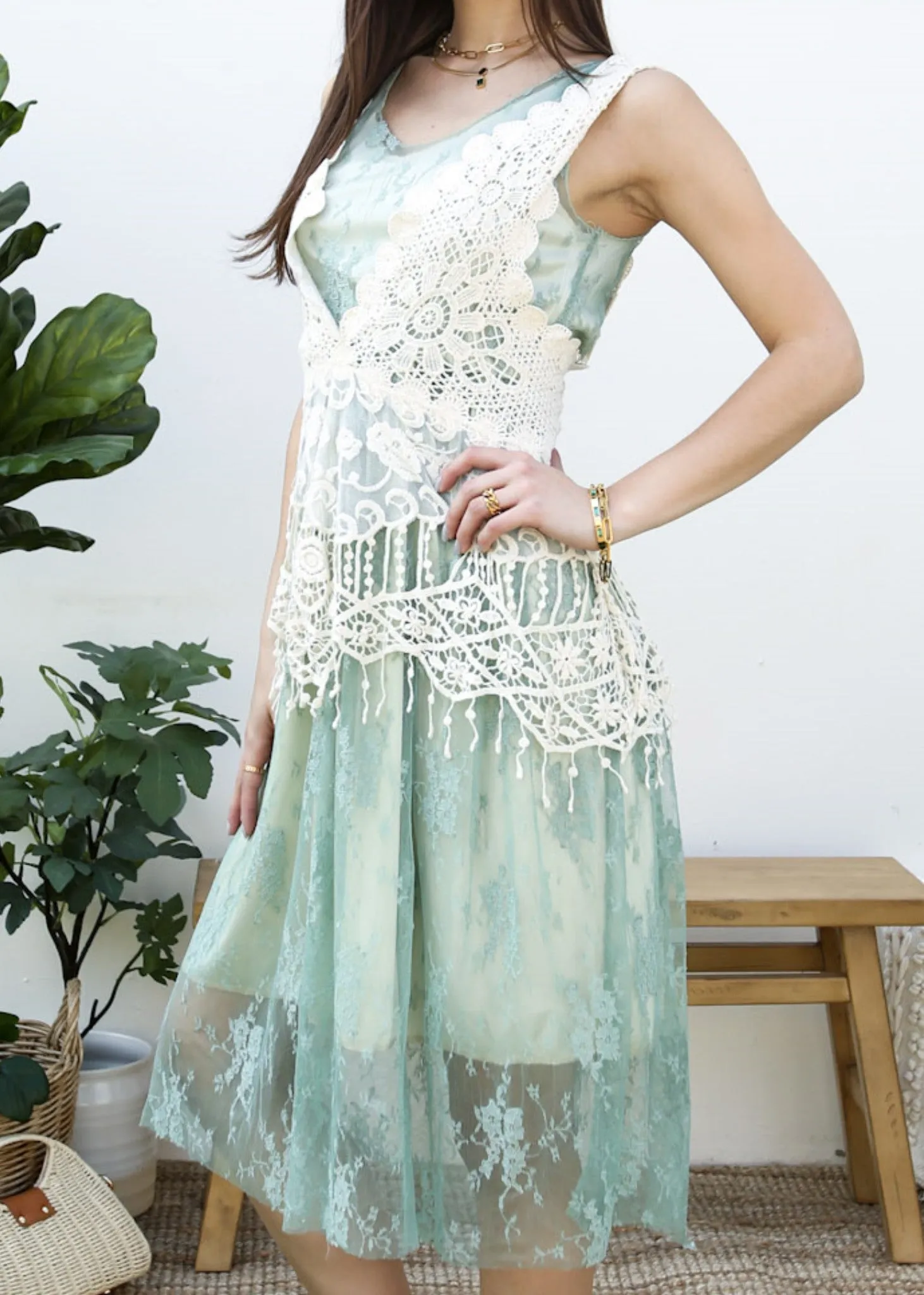 Gatsby Crochet Vest Lace Dress Set sold by Anna-Kaci product image thumbnail 2