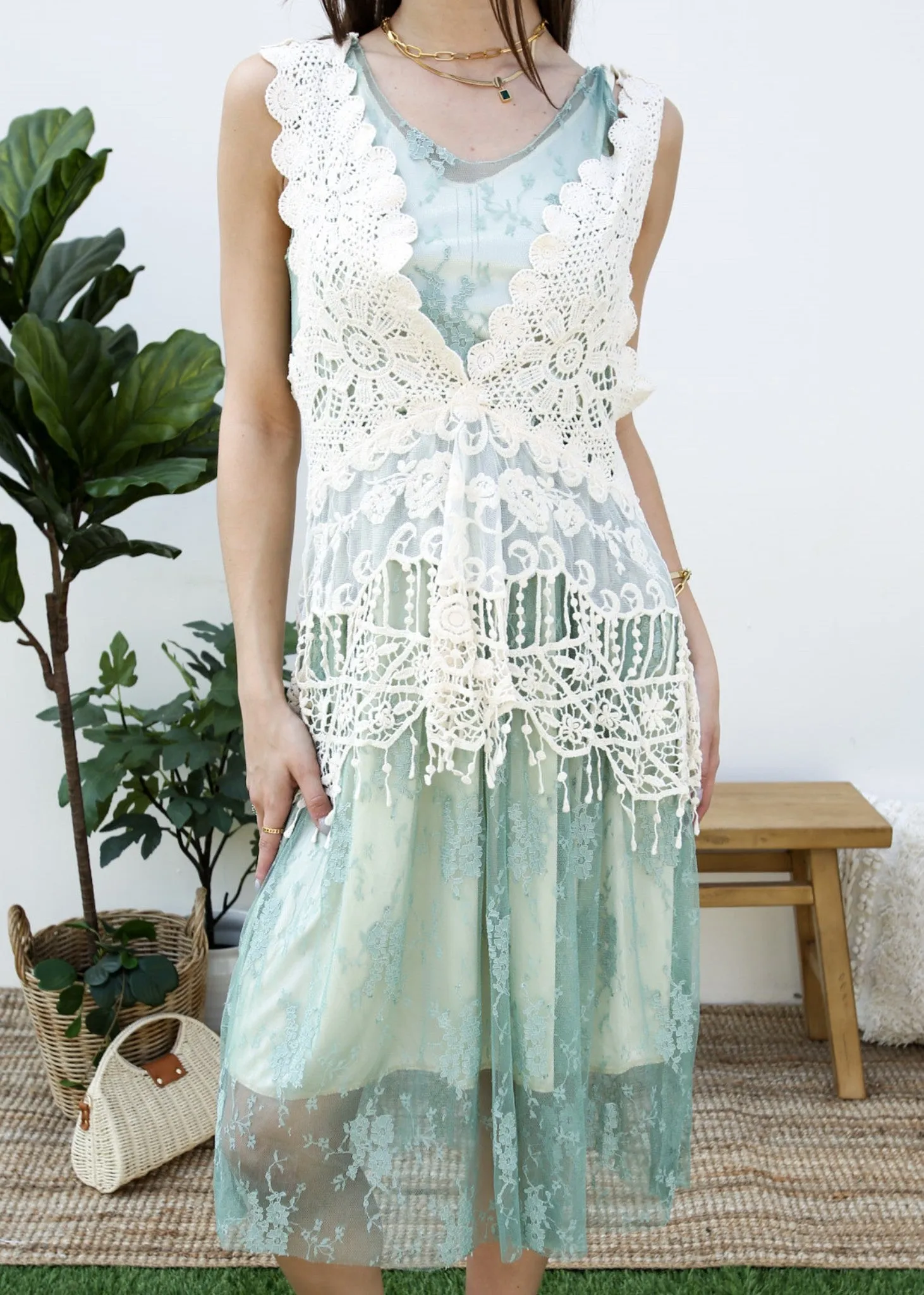 Gatsby Crochet Vest Lace Dress Set sold by Anna-Kaci product image thumbnail 4