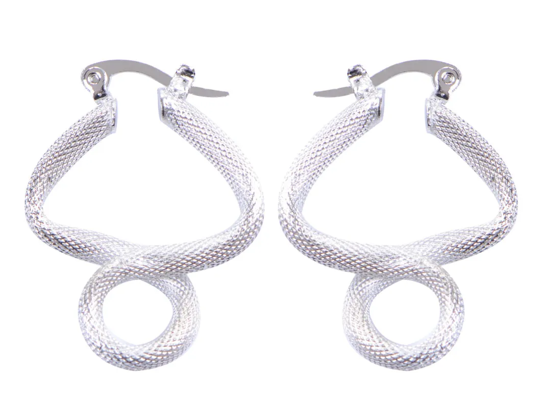 Silver Snakeskin Loop Animal Jewelry Earrings sold by Anna-Kaci