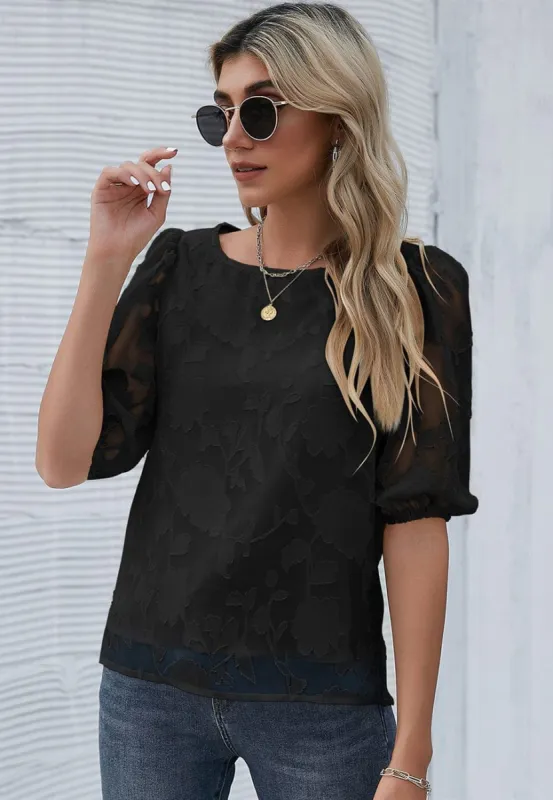 Floral Patterned Puff Sleeve Blouse sold by Anna-Kaci