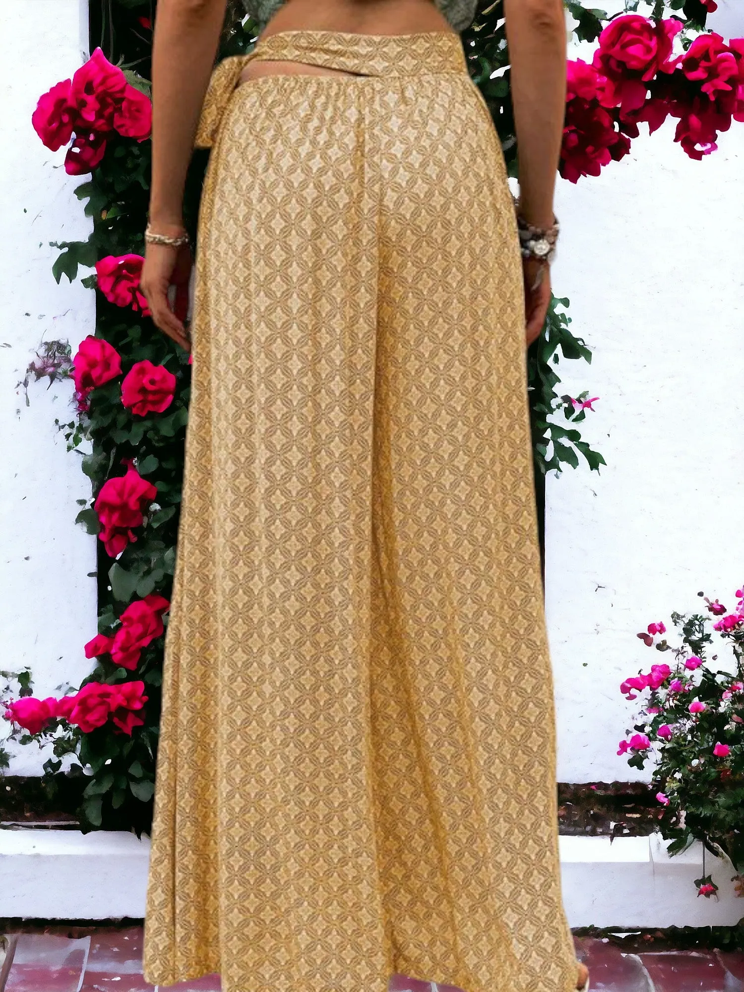 Printed Wide Legged Waist Tied Pants sold by Anna-Kaci product image thumbnail 3