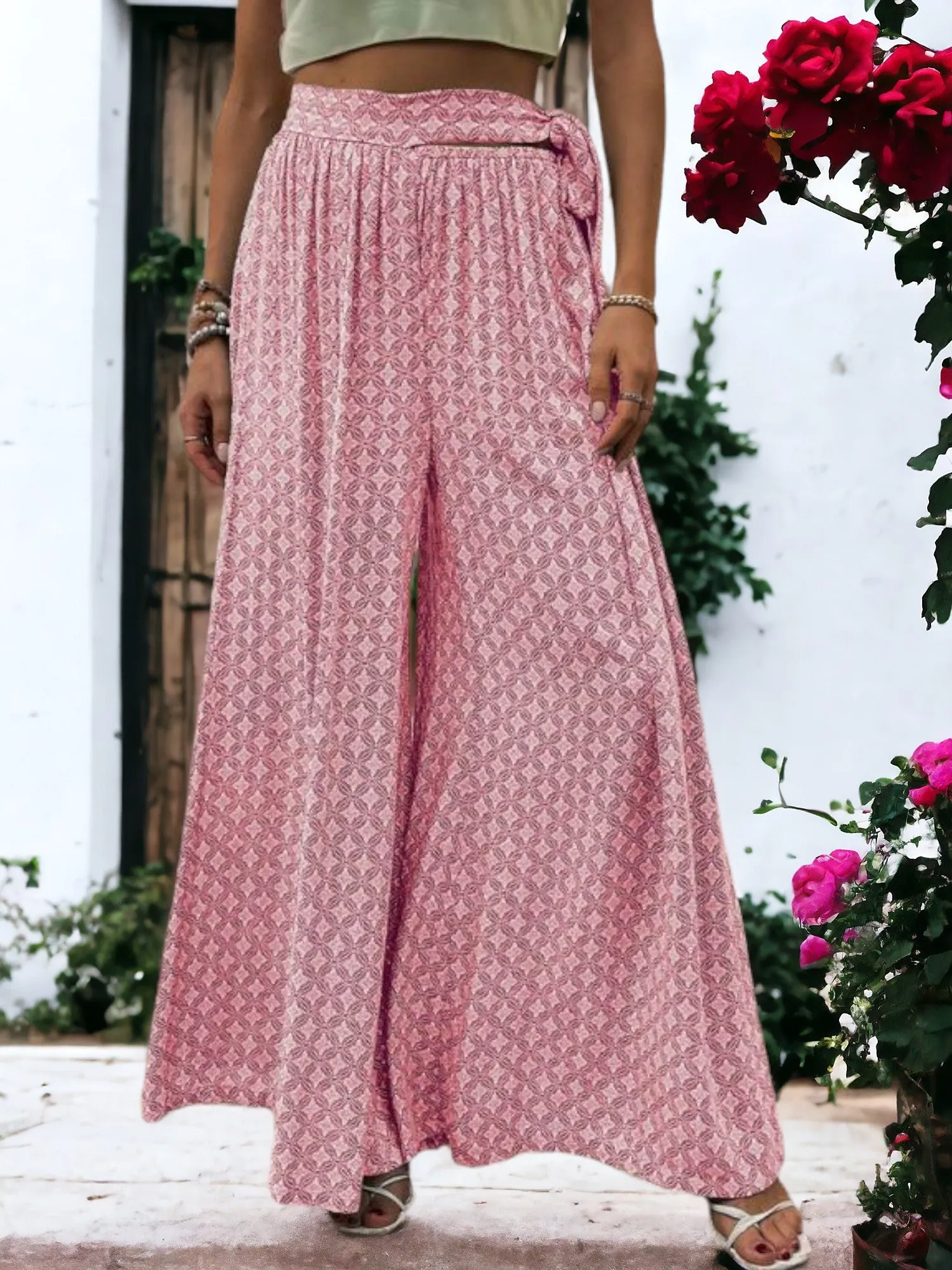 Printed Wide Legged Waist Tied Pants sold by Anna-Kaci product image thumbnail 5