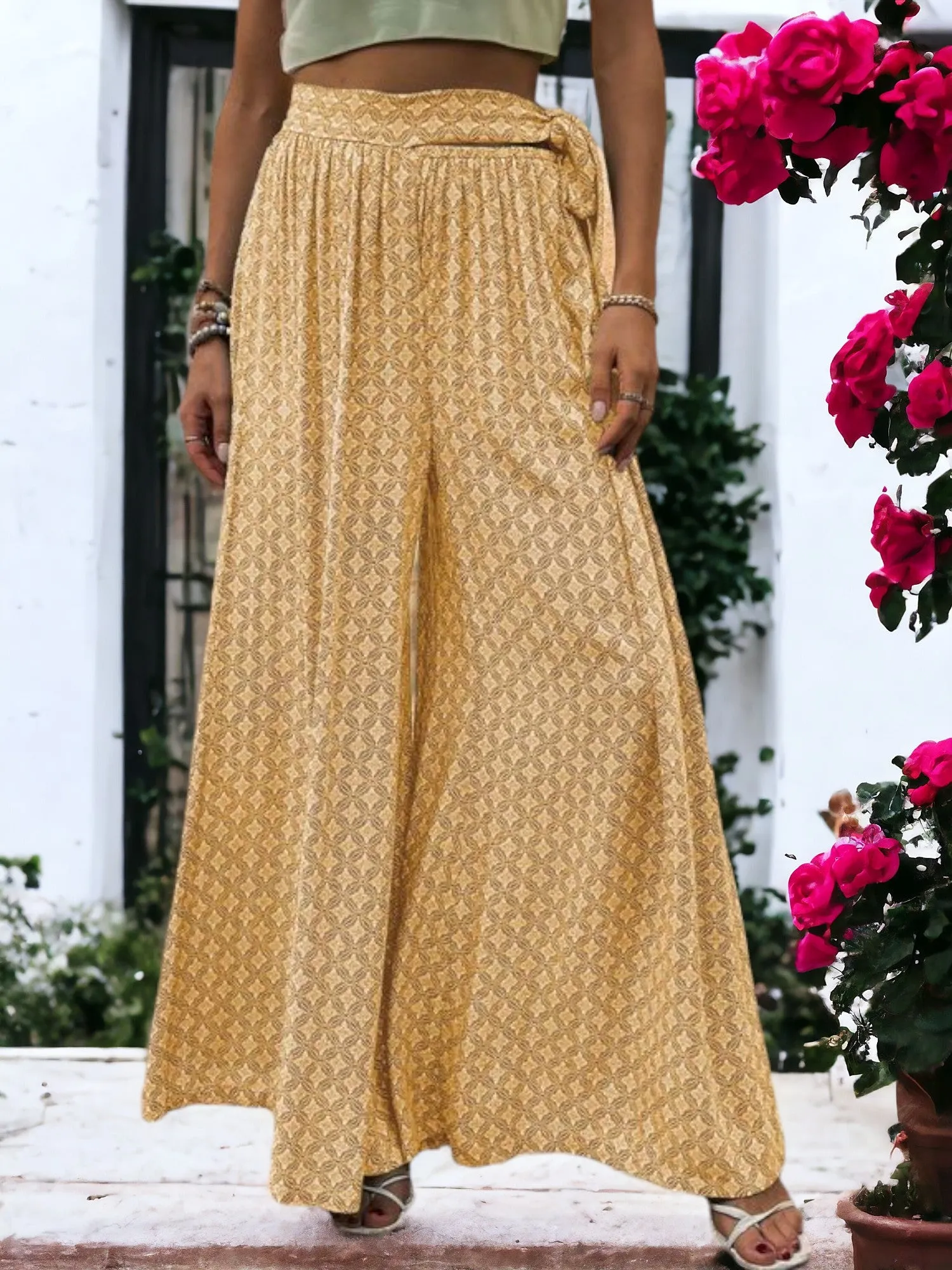 Printed Wide Legged Waist Tied Pants sold by Anna-Kaci product image thumbnail 2