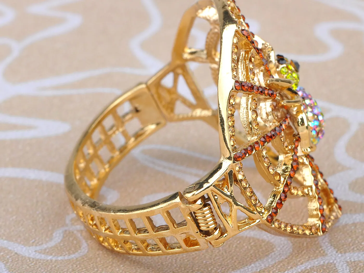 Creepy Halloween Topaz Aurora Spider Web Bracelet Bangle Cuff sold by Anna-Kaci product image thumbnail 4