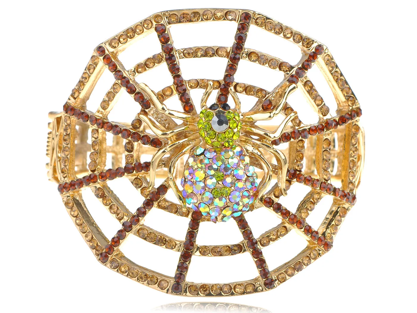 Creepy Halloween Topaz Aurora Spider Web Bracelet Bangle Cuff sold by Anna-Kaci