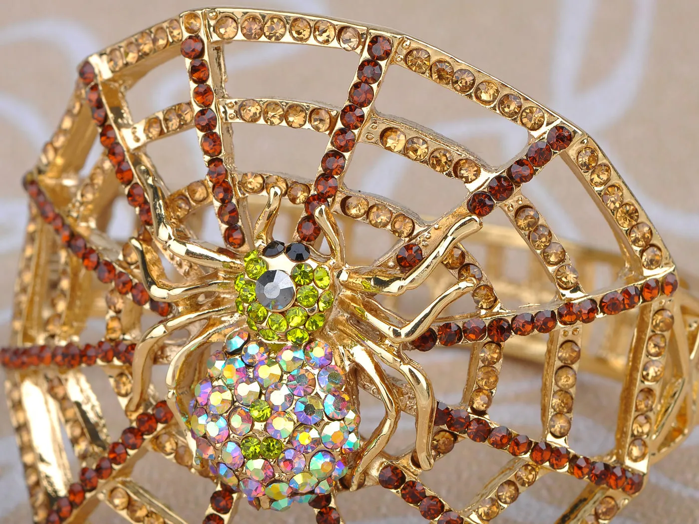 Creepy Halloween Topaz Aurora Spider Web Bracelet Bangle Cuff sold by Anna-Kaci product image thumbnail 2