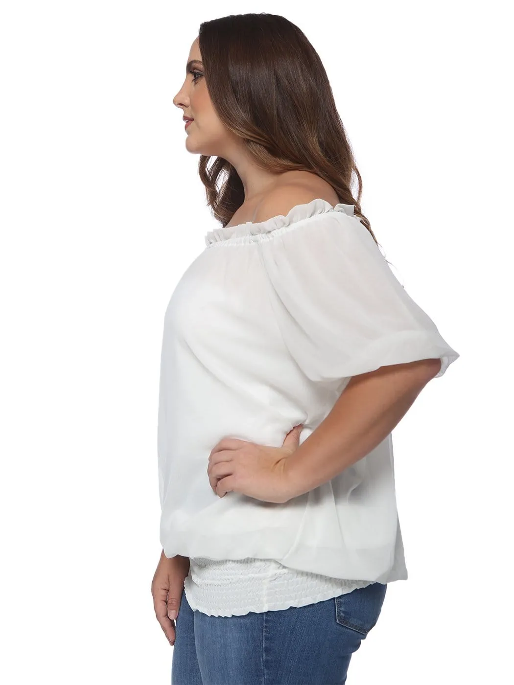 Plus Size Off Shoulder Smocked Waist Blouse sold by Anna-Kaci product image thumbnail 3