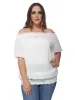 Plus Size Off Shoulder Smocked Waist Blouse sold by Anna-Kaci