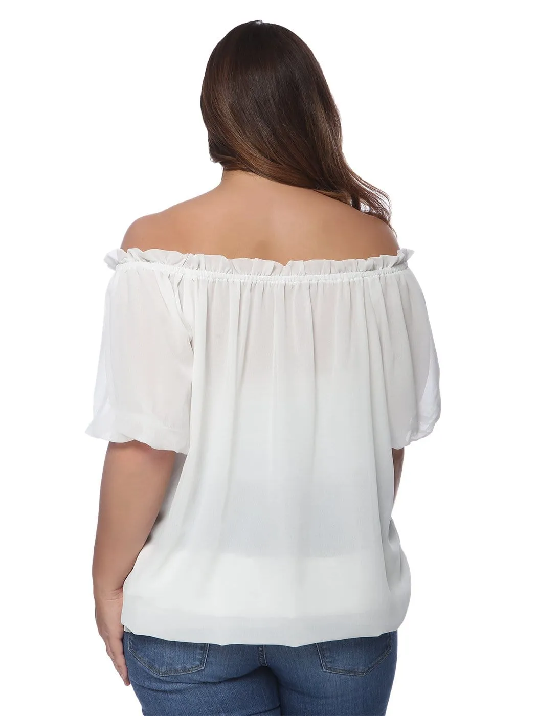 Plus Size Off Shoulder Smocked Waist Blouse sold by Anna-Kaci product image thumbnail 2
