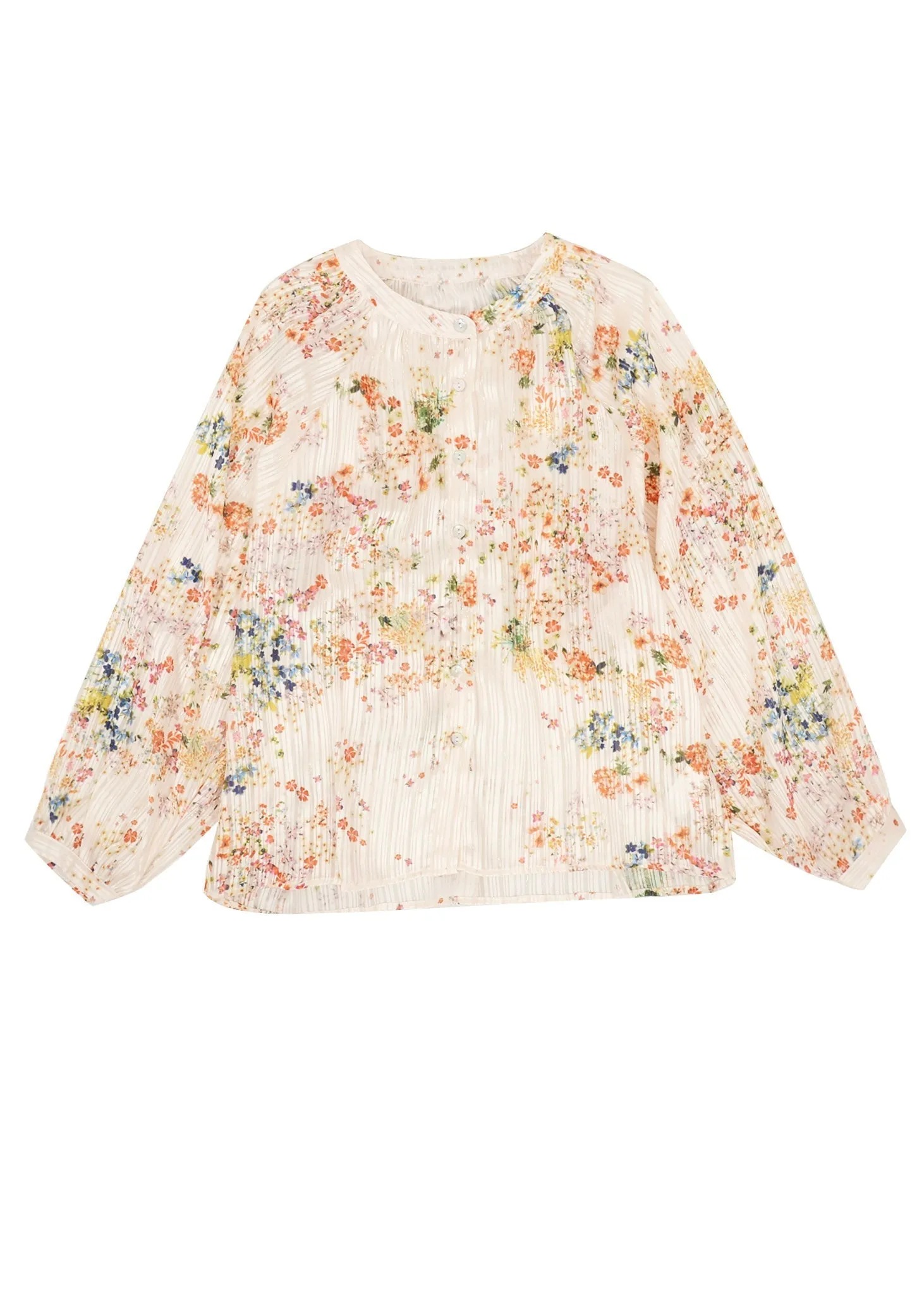 Floral Print Blouse with Pleated Front sold by Anna-Kaci product image thumbnail 4