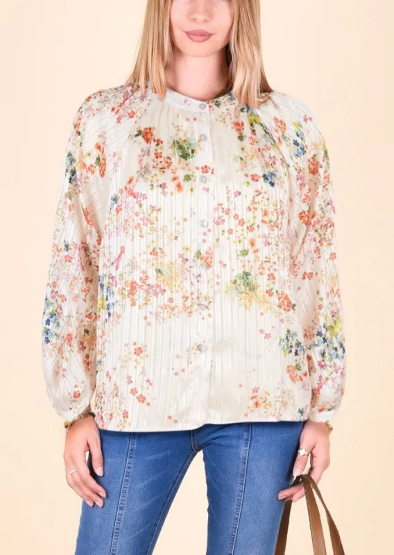 Floral Print Blouse with Pleated Front sold by Anna-Kaci