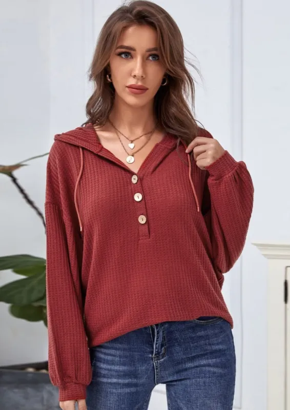 Hooded Waffle Knit Sweater sold by Anna-Kaci