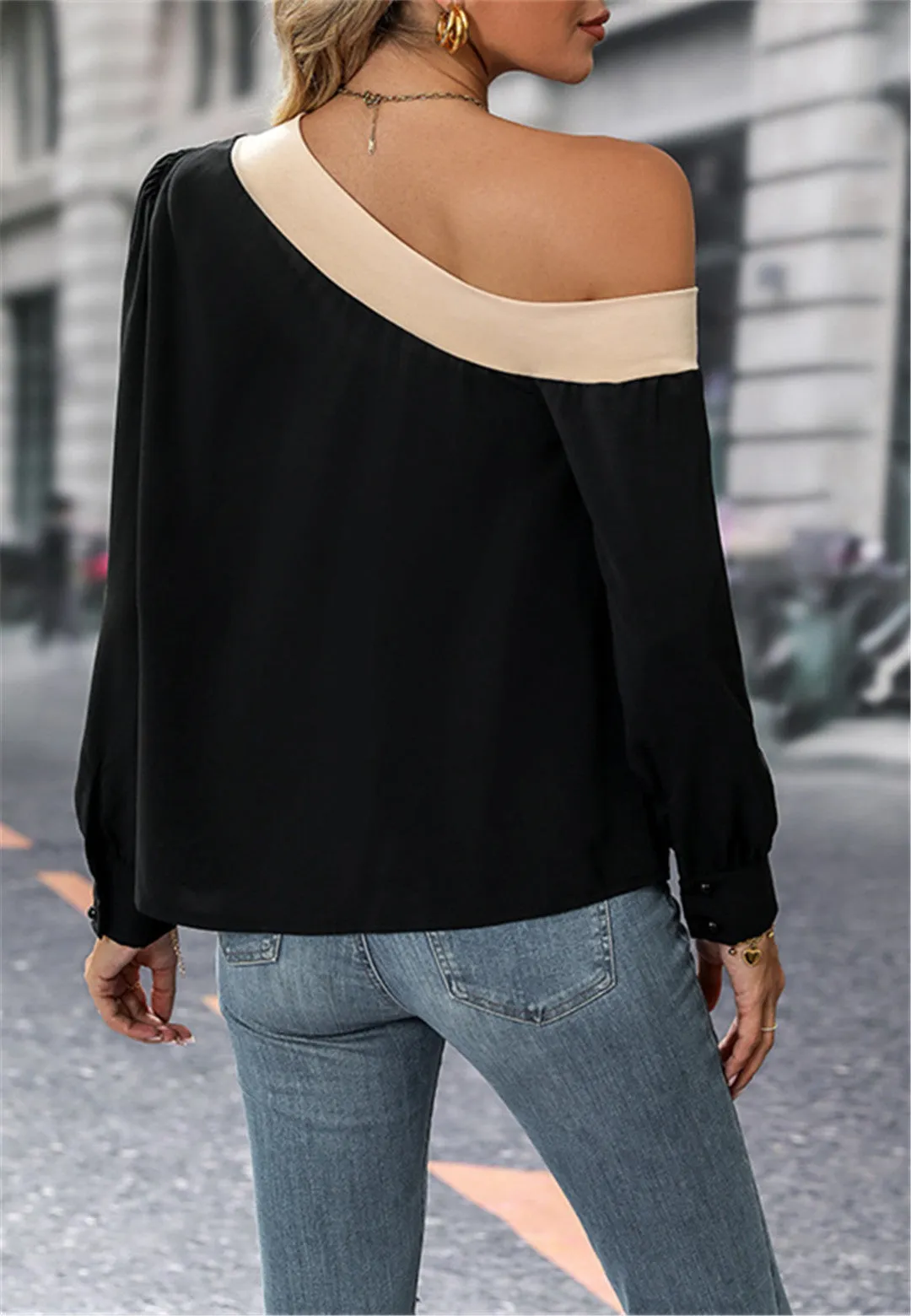 Contrast One Shoulder Top sold by Anna-Kaci product image thumbnail 4