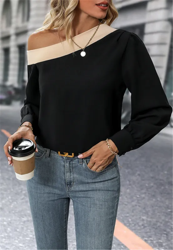 Contrast One Shoulder Top sold by Anna-Kaci