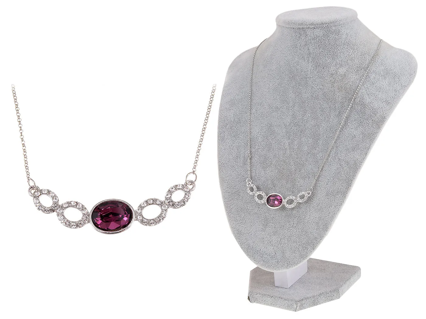 Swarovski Crystal Elements Amethyst Silver Hoops Glory Necklace sold by Anna-Kaci product image thumbnail 5