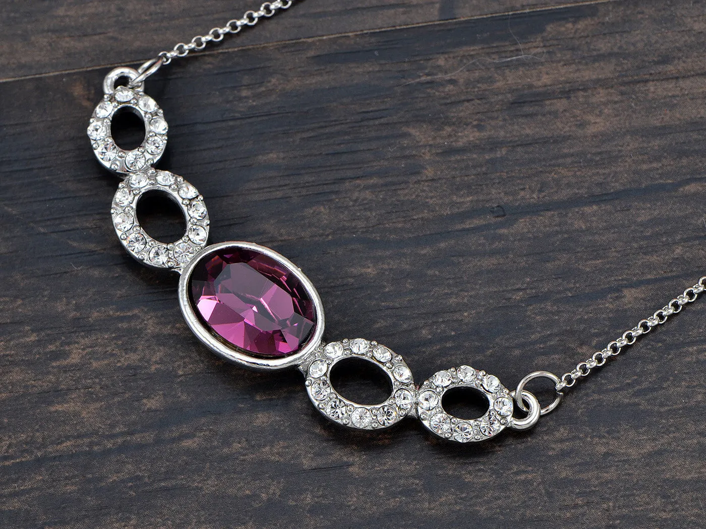 Swarovski Crystal Elements Amethyst Silver Hoops Glory Necklace sold by Anna-Kaci product image thumbnail 2