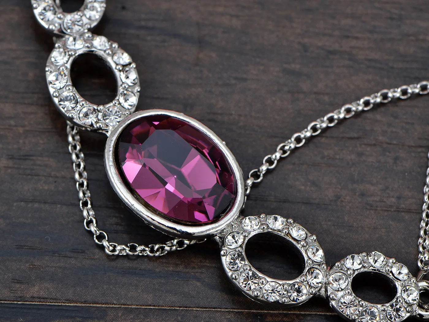 Swarovski Crystal Elements Amethyst Silver Hoops Glory Necklace sold by Anna-Kaci product image thumbnail 4