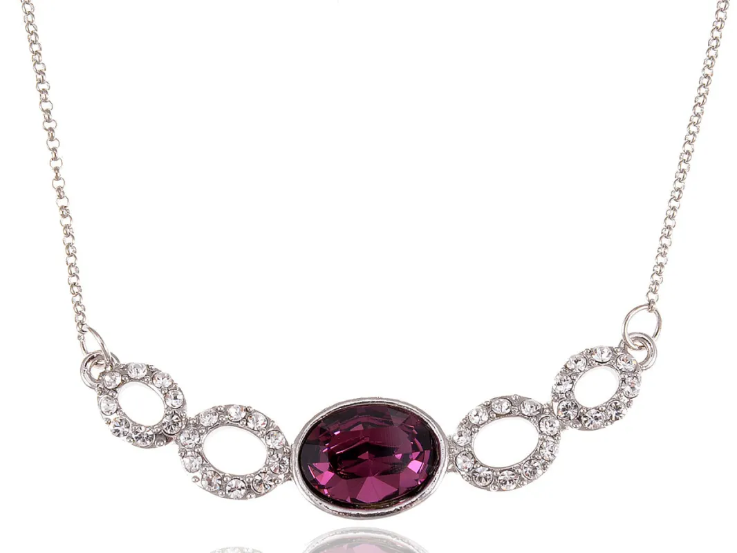 Swarovski Crystal Elements Amethyst Silver Hoops Glory Necklace sold by Anna-Kaci