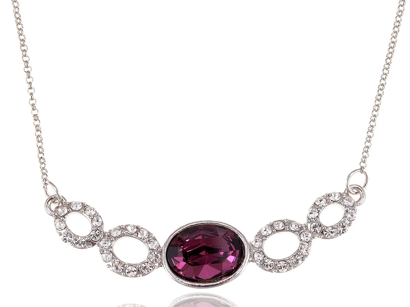 Swarovski Crystal Elements Amethyst Silver Hoops Glory Necklace sold by Anna-Kaci