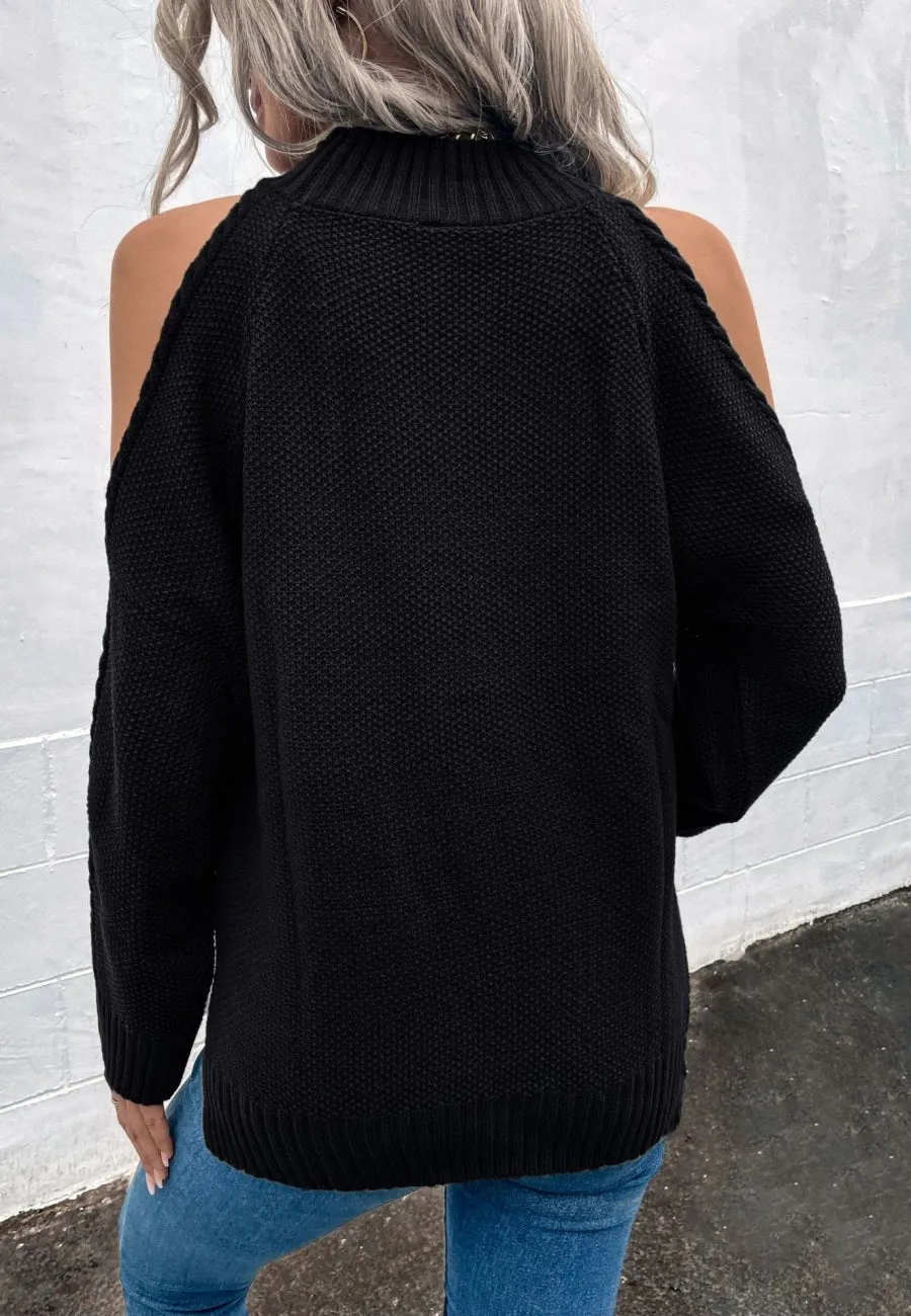 Chevron Knit Shoulder Cutout Sweater sold by Anna-Kaci product image thumbnail 5