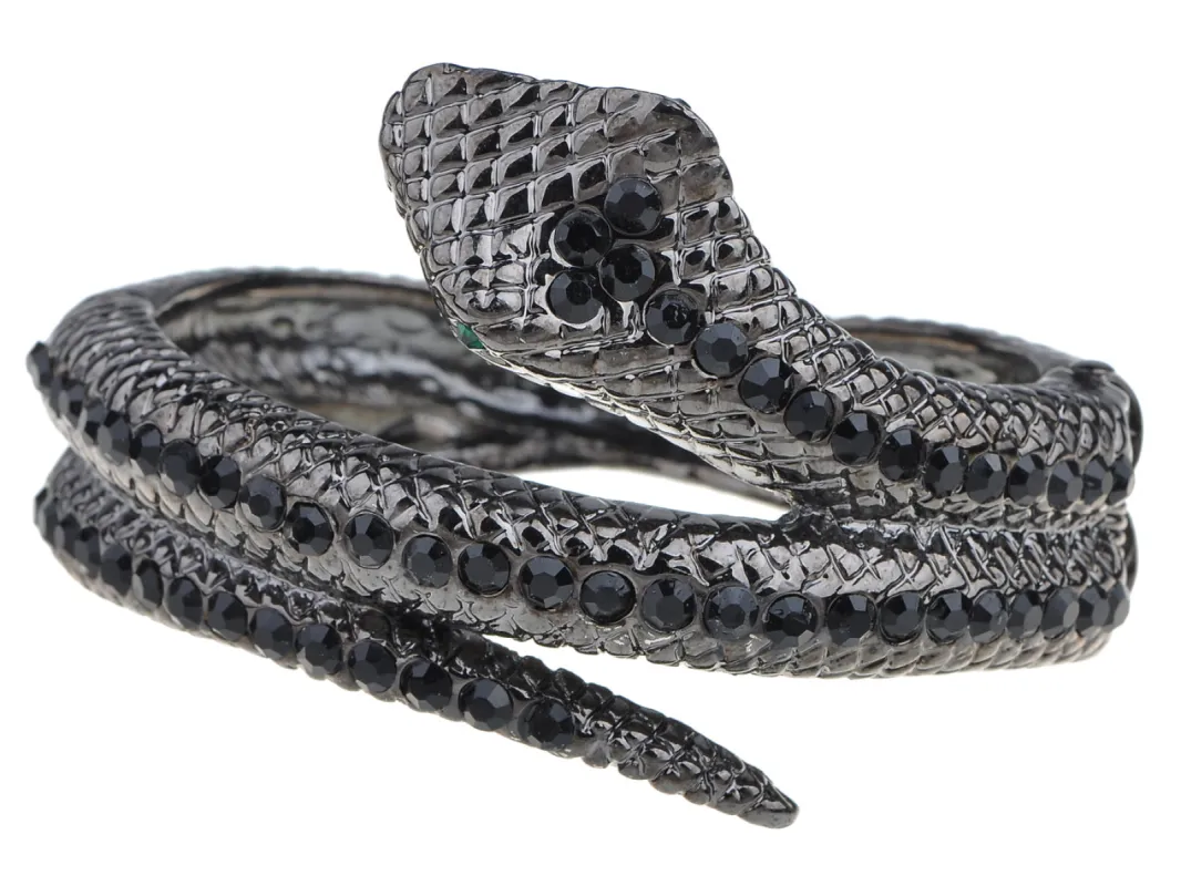 Gun Black Antique Snake Wrap Bangle Bracelet sold by Anna-Kaci