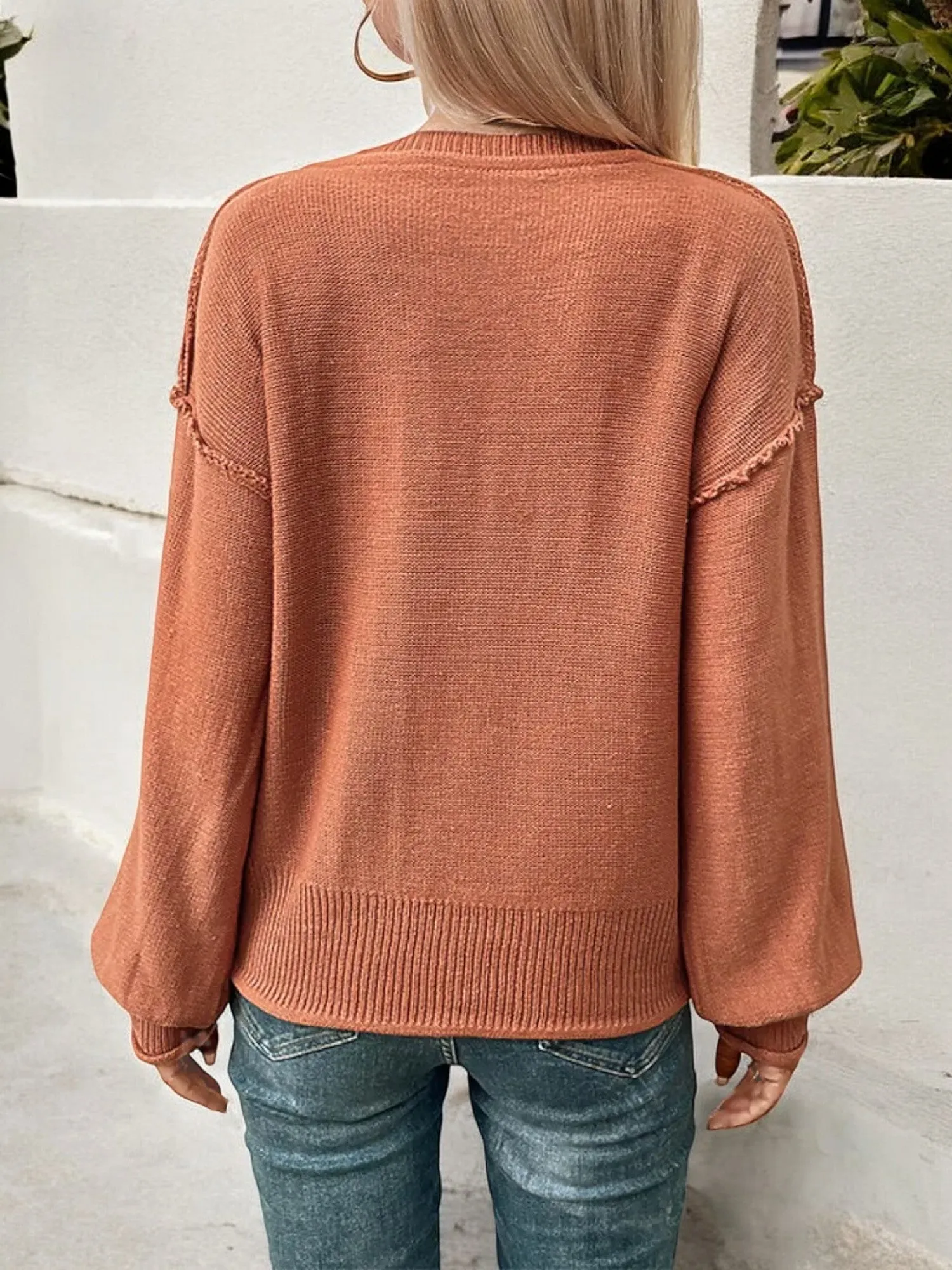 Anna-Kaci Women's V-Neck Pullover Sweater with Balloon Sleeves sold by Anna-Kaci product image thumbnail 5