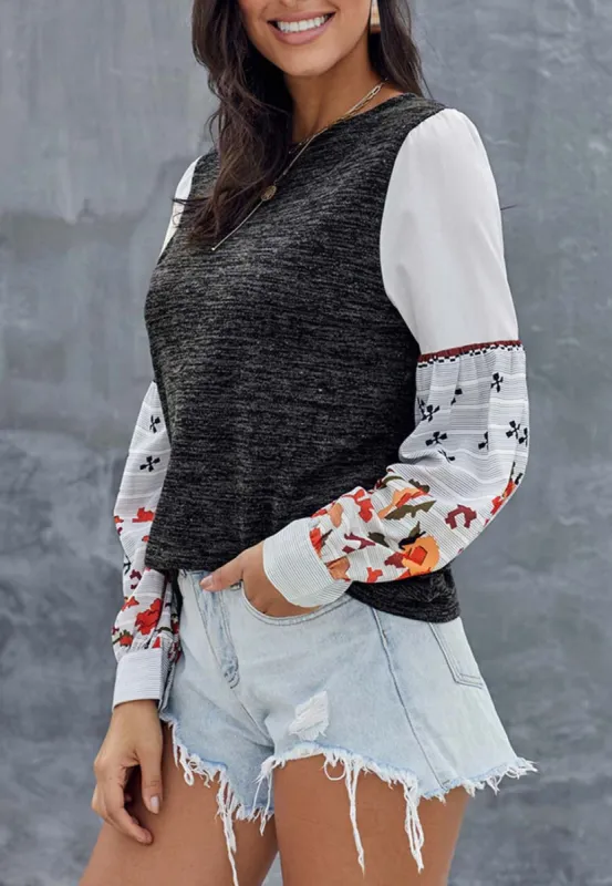 Color Block Mixed Print Sweater sold by Anna-Kaci