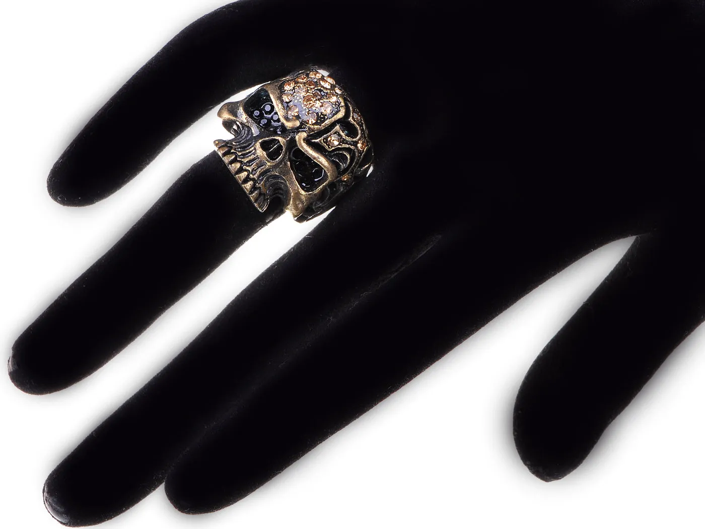 Gothic Design Brass Topaz Skull Sized Ring sold by Anna-Kaci product image thumbnail 2