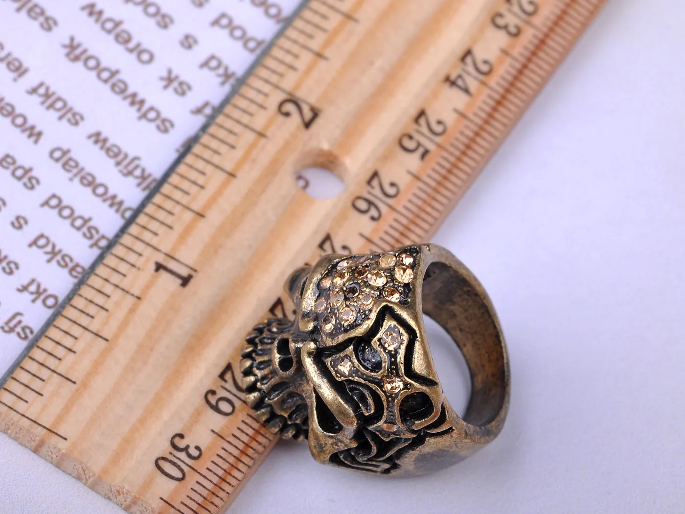 Gothic Design Brass Topaz Skull Sized Ring sold by Anna-Kaci product image thumbnail 3